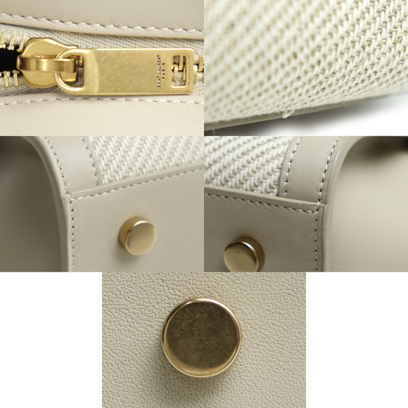 Saint Laurent Downtown Top Handle Diagonal Canvas Handbag Natural Beige Gray - Picture 4 of 4